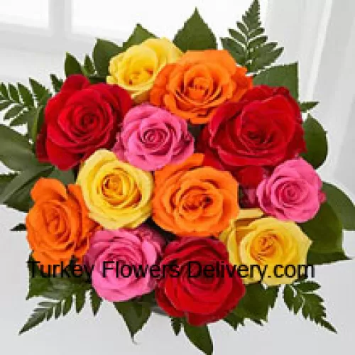 Bunch Of 12 Mixed Colored Roses